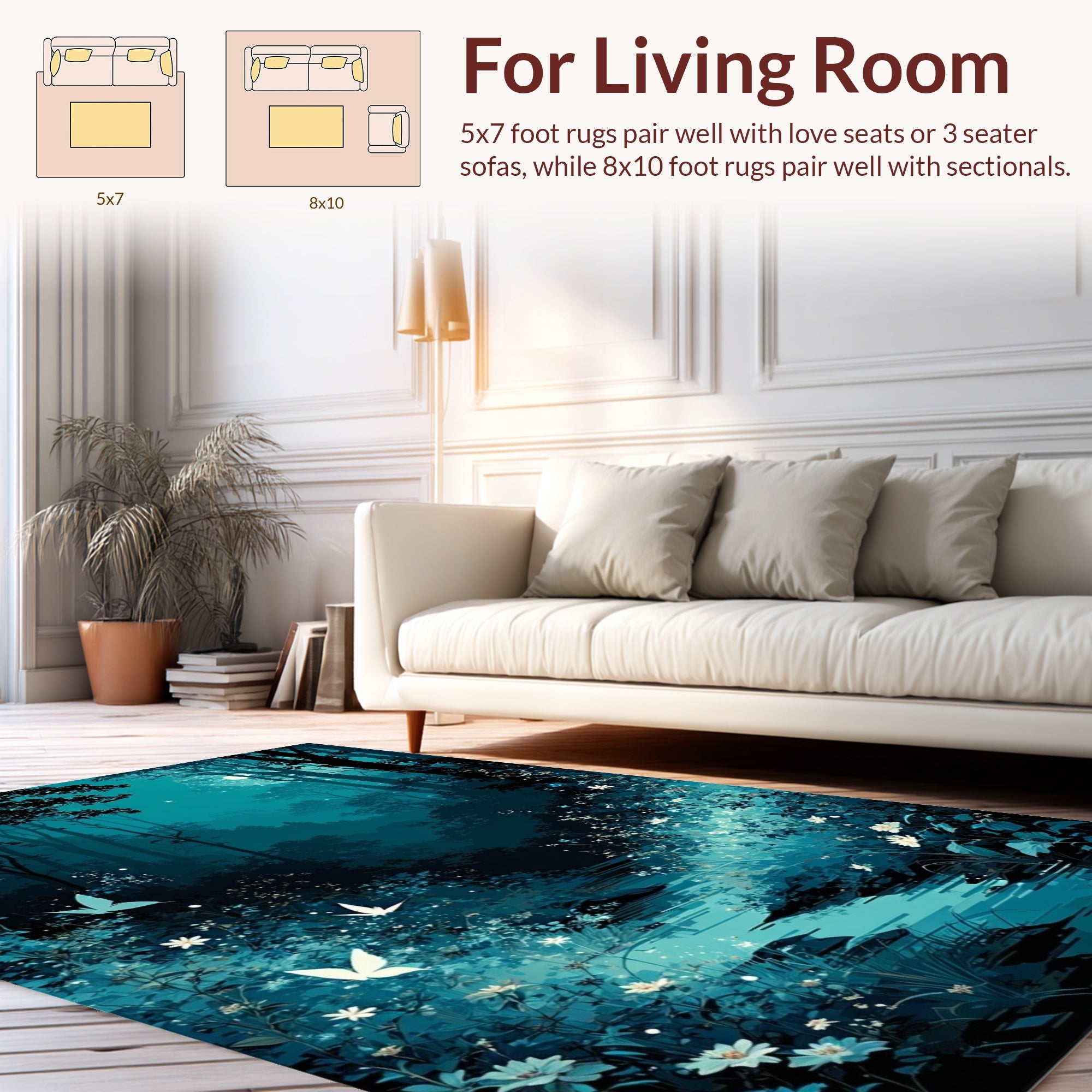 Mystical Forest Meadow Butterfly Design Rug