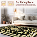 Black Gold Floral Medallion Rug