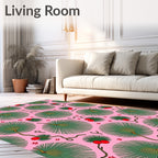 Pink Green Fan Berry Whimsical Nature Rug