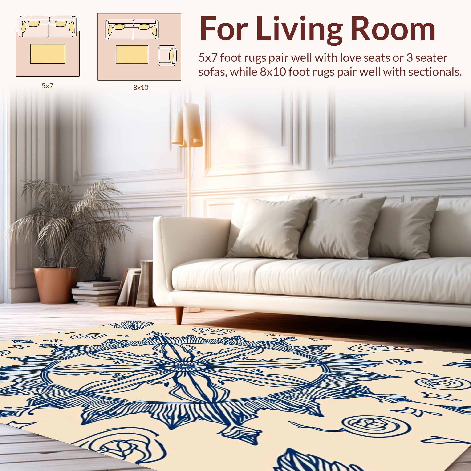 Celestial Sunburst Leaf Mandala Rug