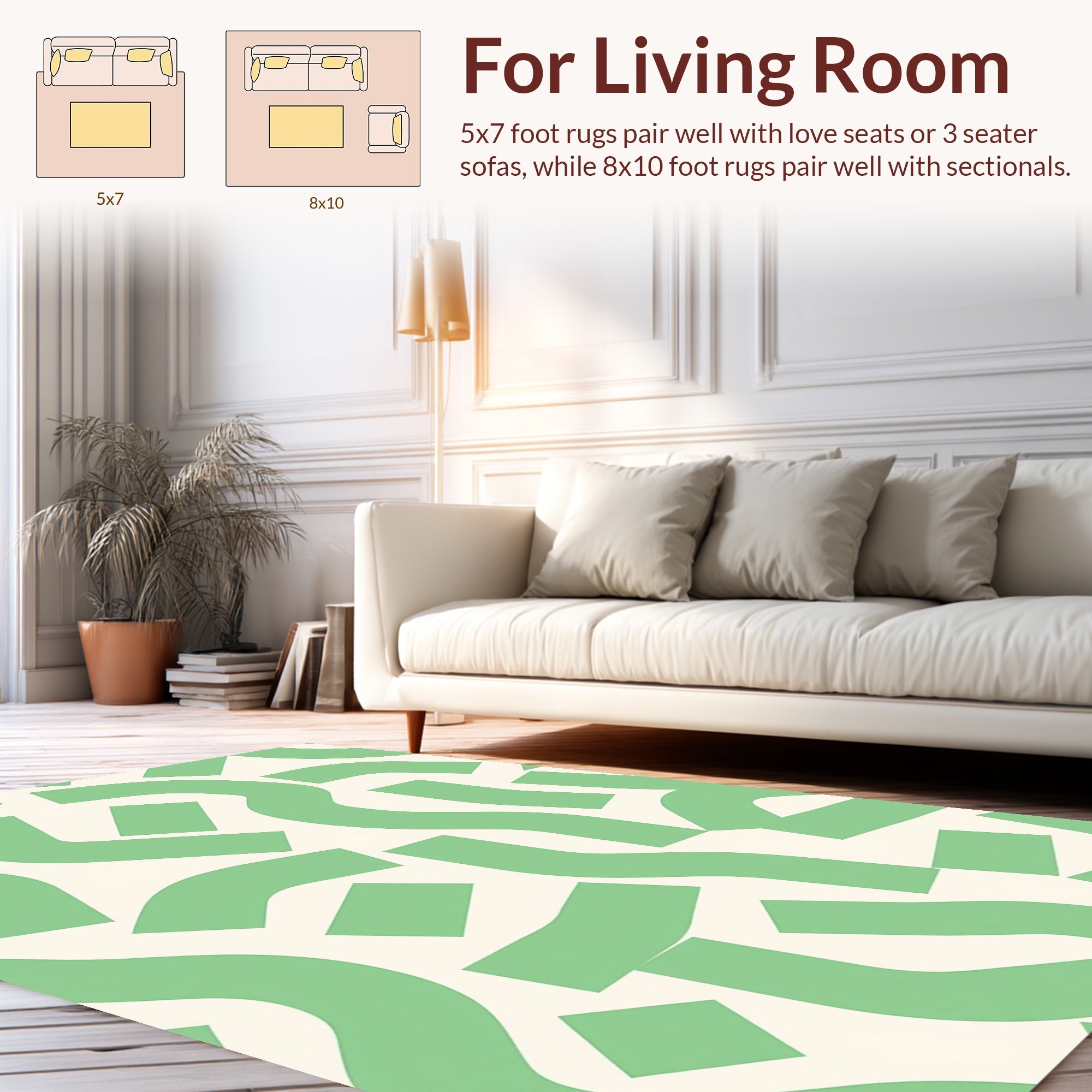 Abstract Green Swirls Lines Rug