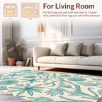 Teal Vintage Floral Pattern Rug