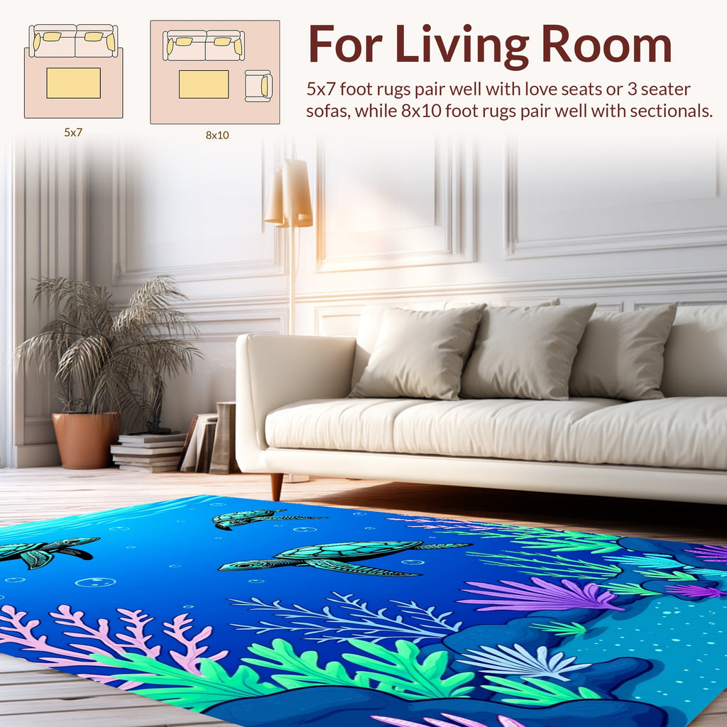Ocean Sea Life Turtle Pattern Rug