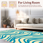 Blue Waves Line Pattern Rug