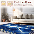 Radiant Blue Geometric Cyberpunk Rug