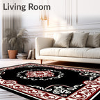 Crimson White Bordered Medallion Rug