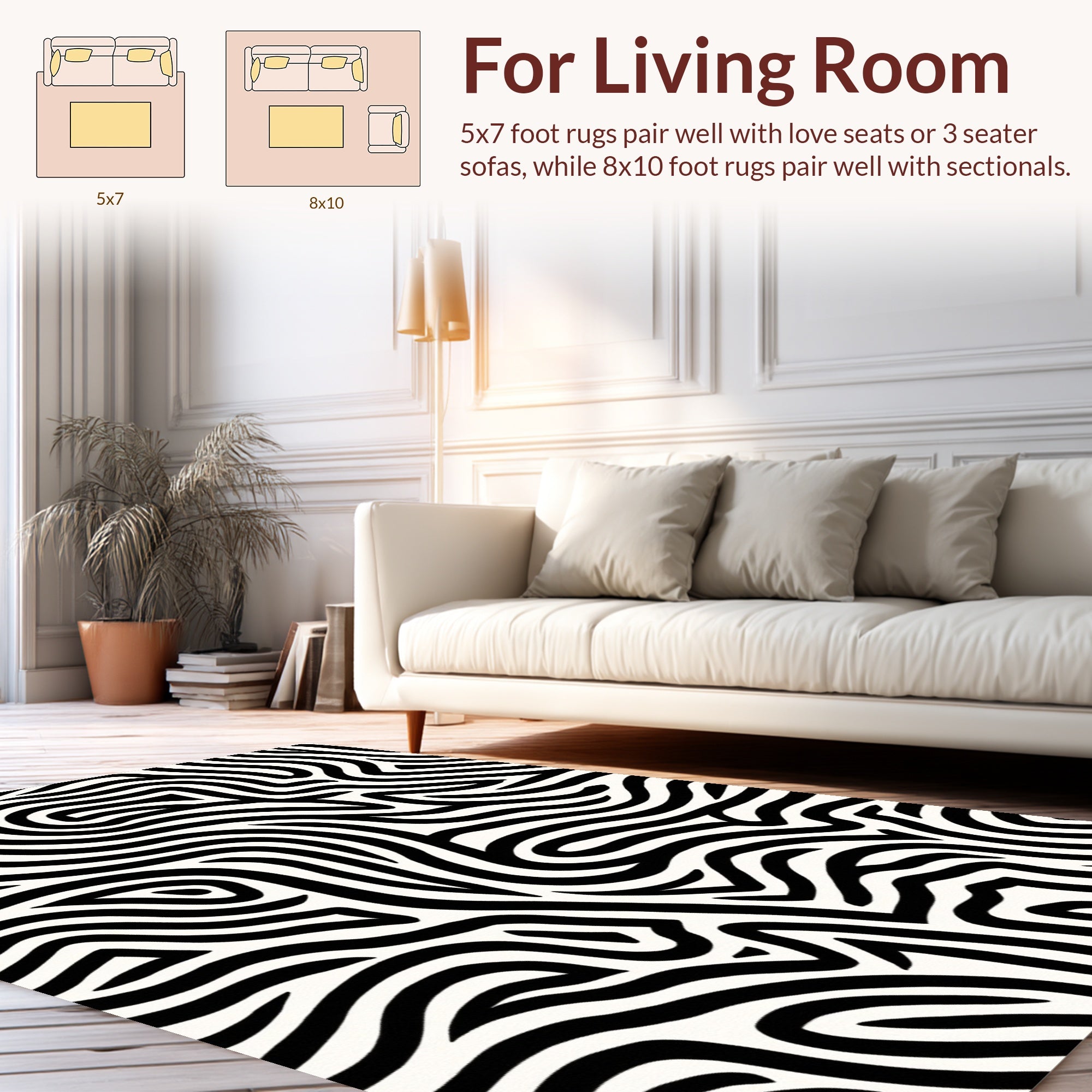 Bold Black White Abstract Lines Rug