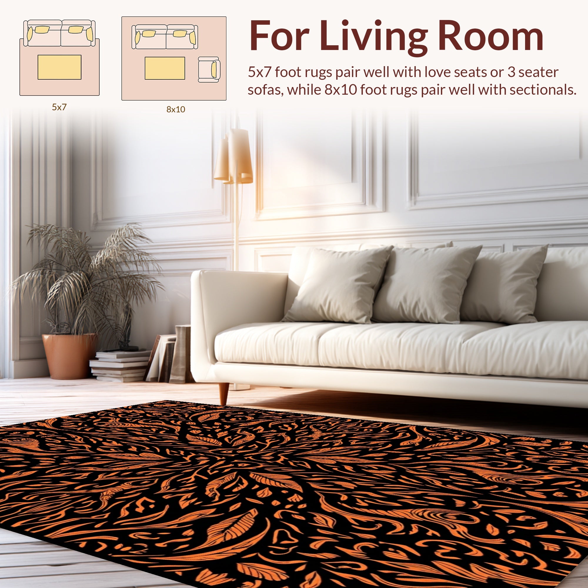 Orange Abstract Swirls Pattern Rug