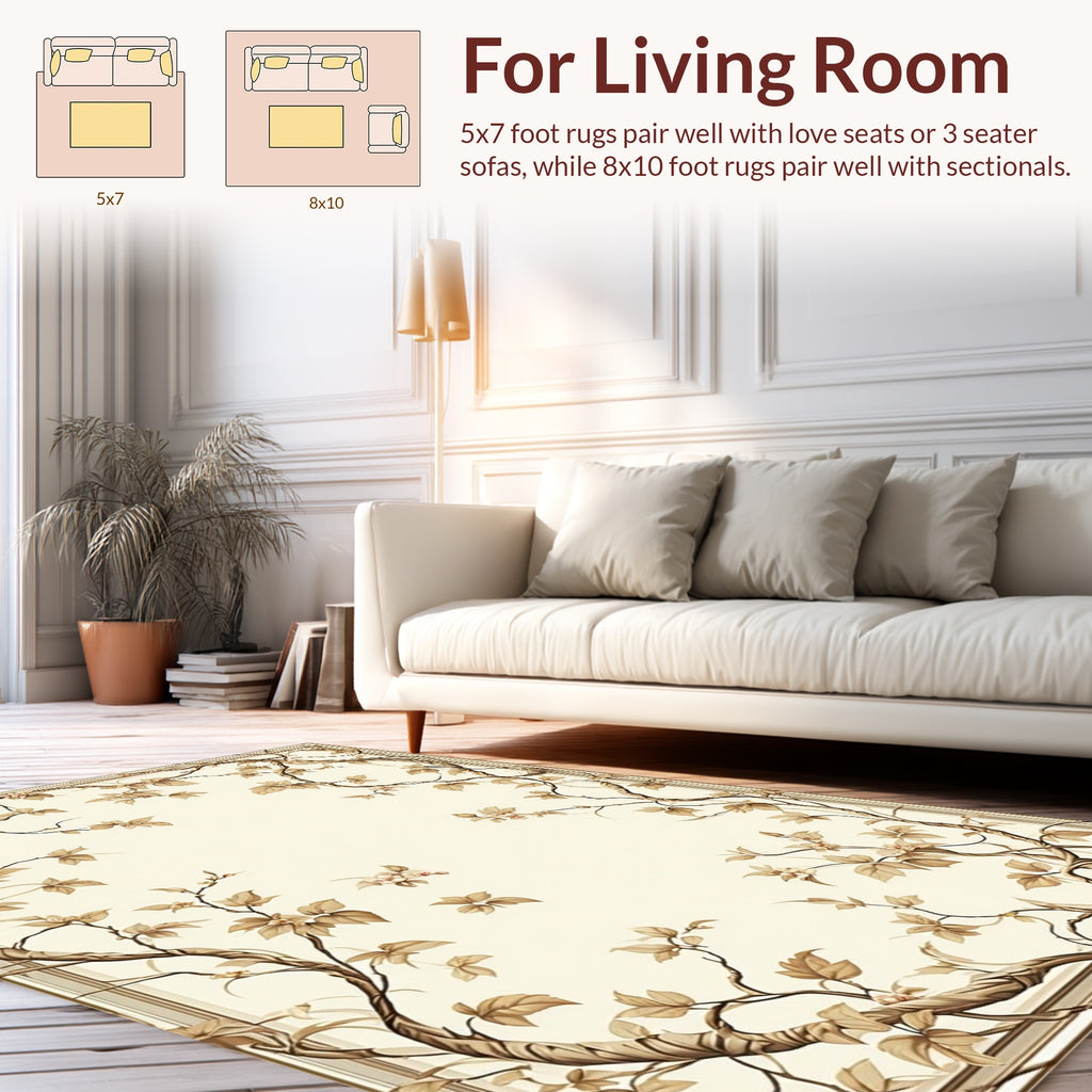 Whimsical Branch And Blossom Pattern Rug