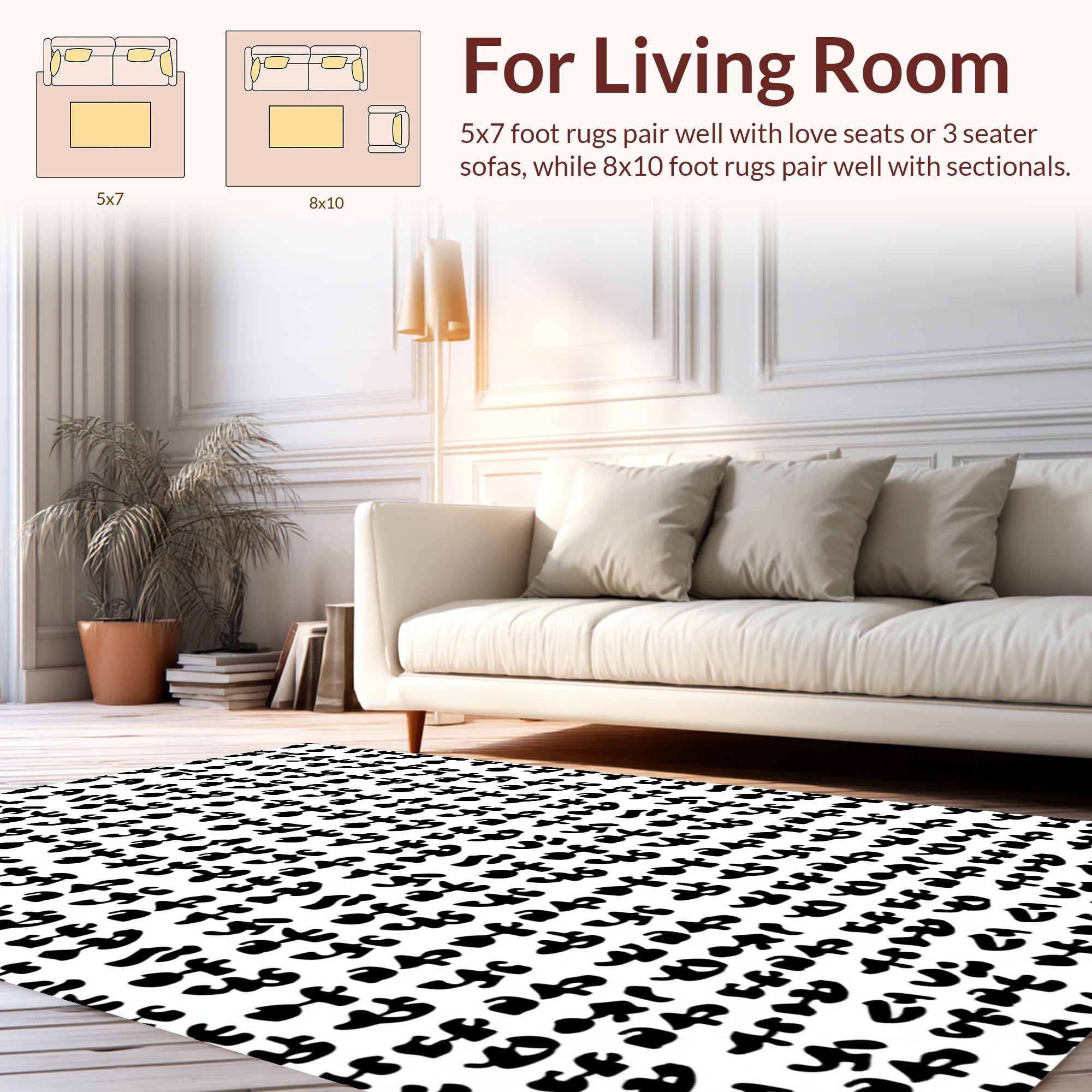 Abstract Black Character Pattern Rug