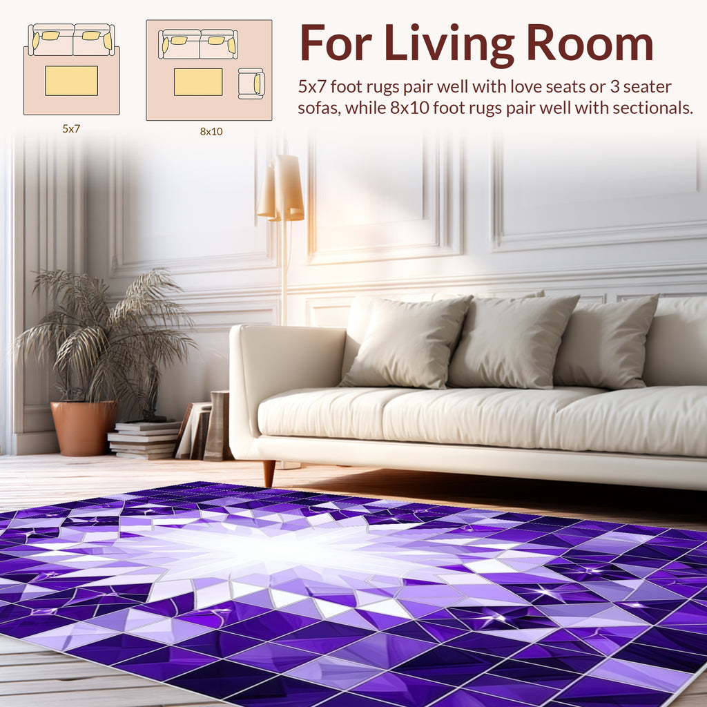 Radiant Purple Geometric Starburst Rug