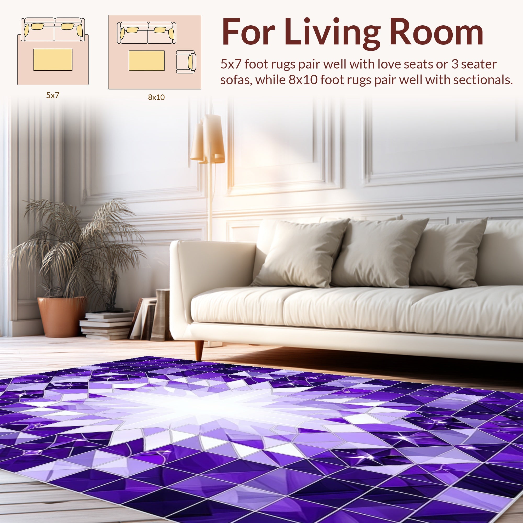 Radiant Purple Geometric Starburst Rug