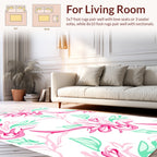 Pink Teal Floral Swirls Pattern Rug