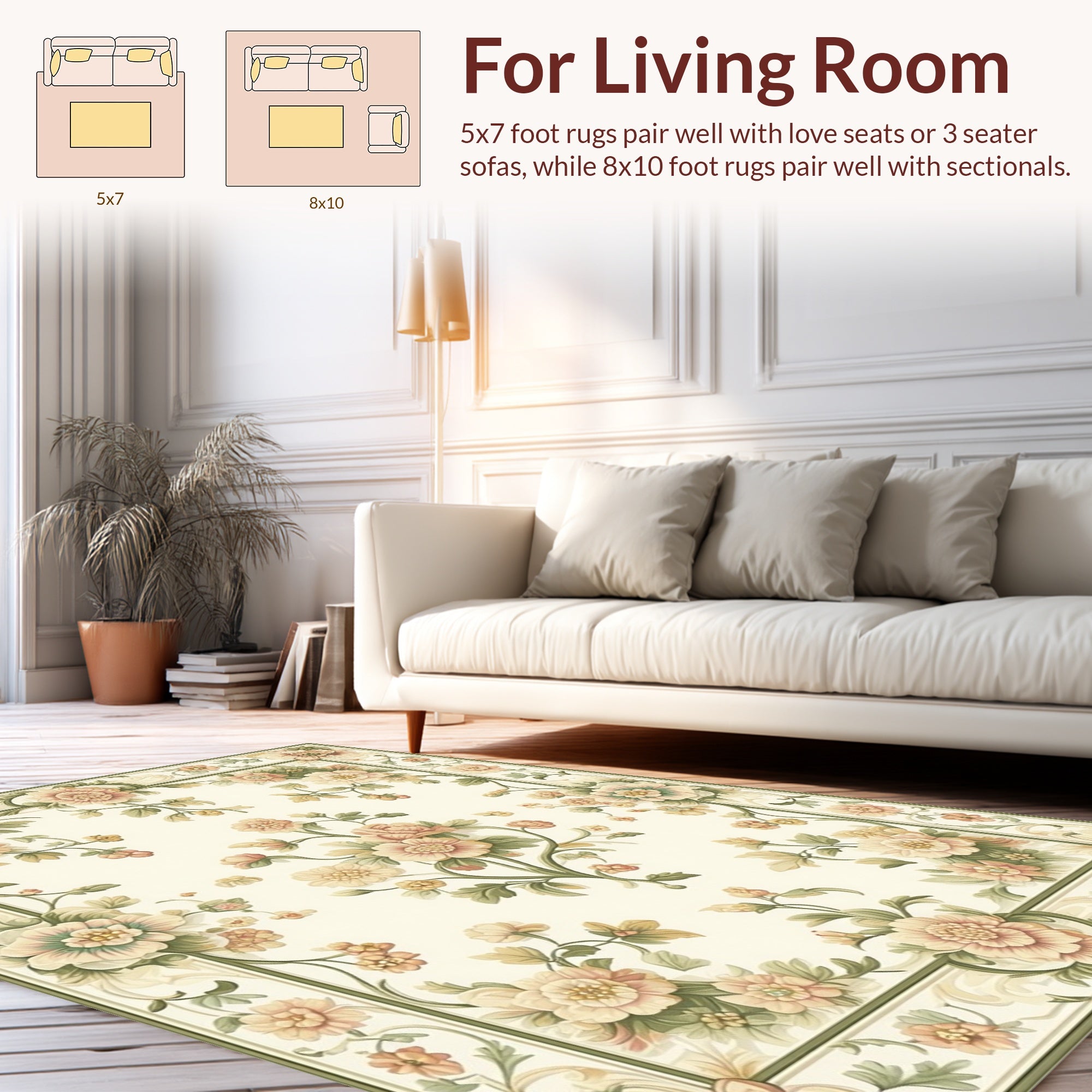 Classic Floral Vine Scroll Pattern Rug