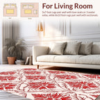 Elegant Red Floral Damask Pattern Rug