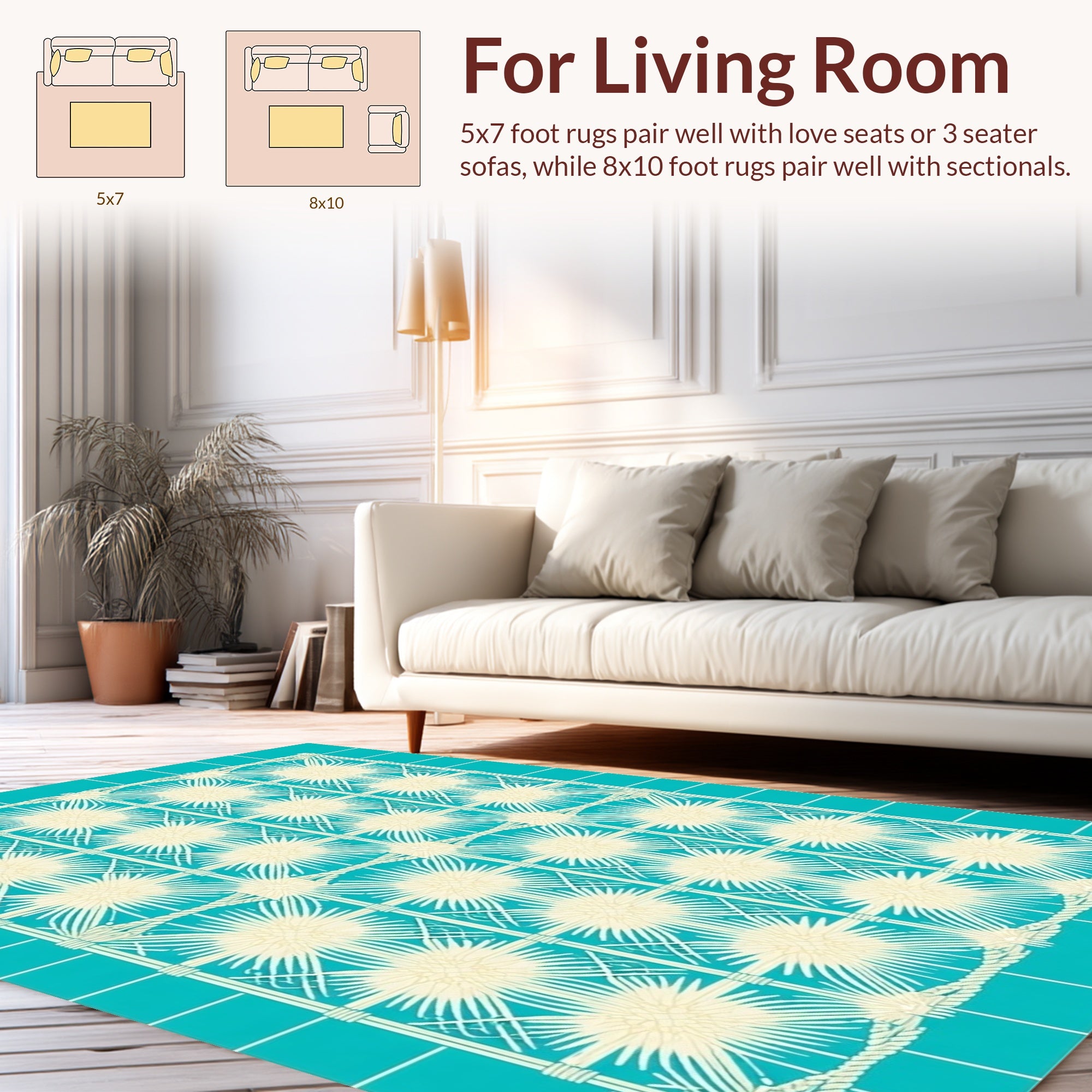 Coastal Sunburst Geometric Pattern Rug