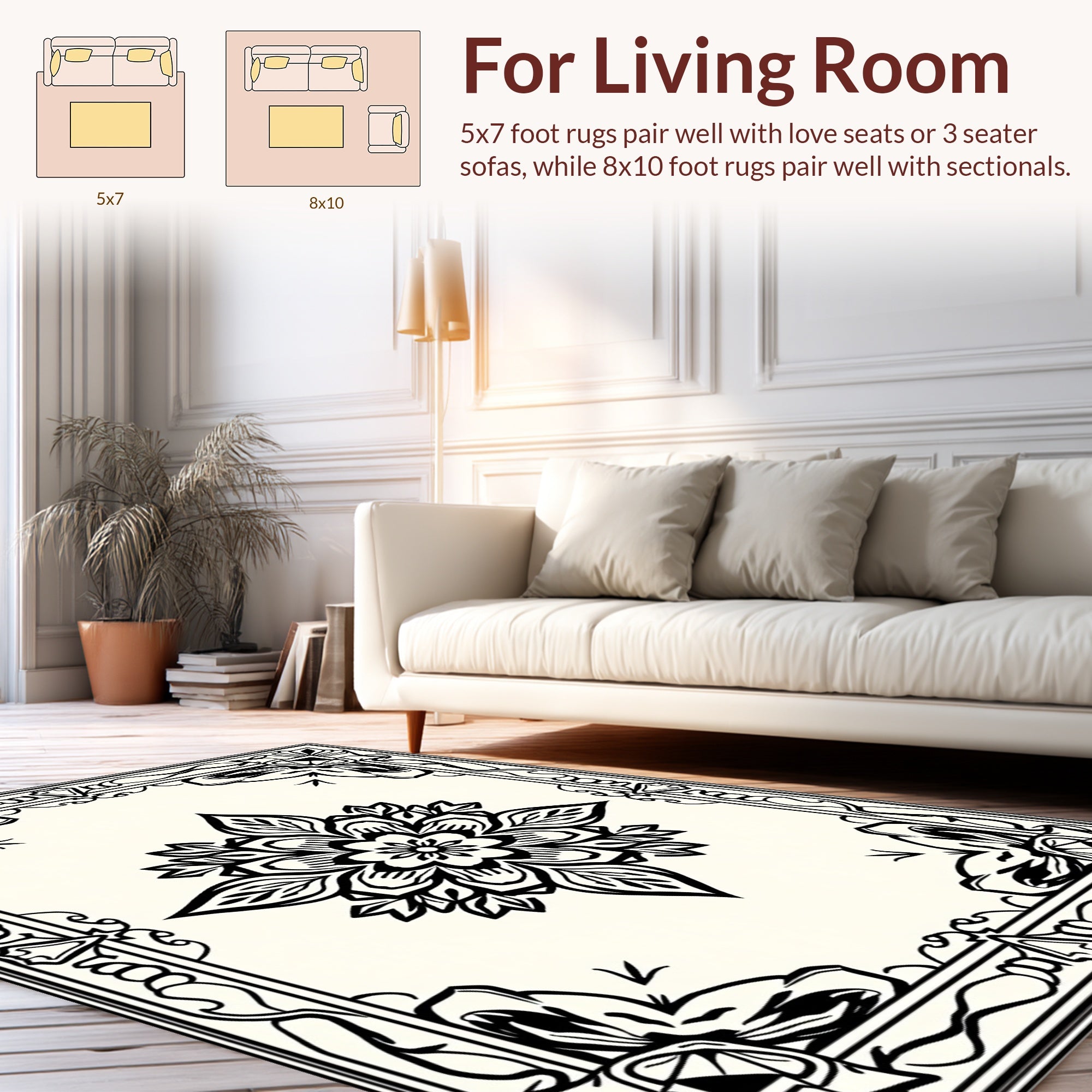Ornate Floral Medallion Pattern Rug
