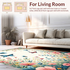Springtime Floral Butterfly Garden Rug