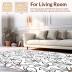 Black White Outline Botanical Pattern Rug