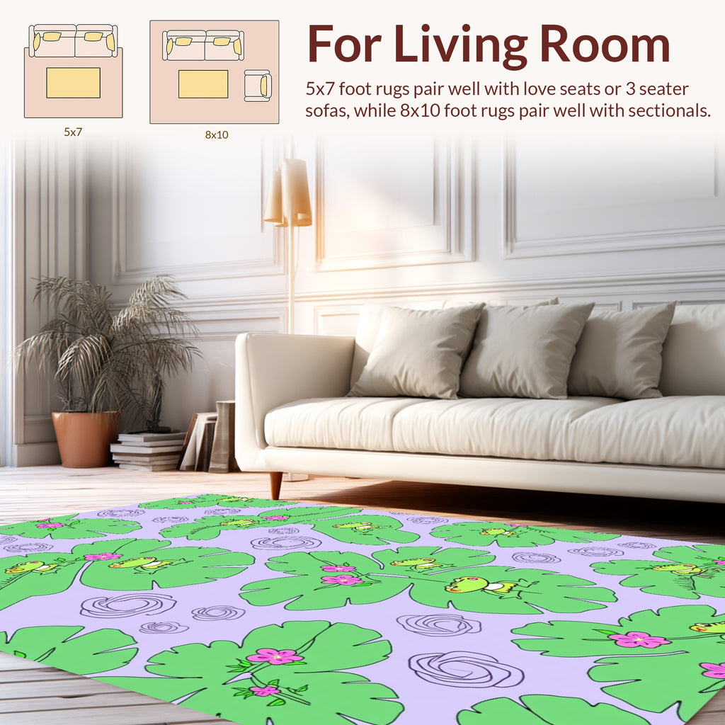 Cute Frogs and Lily Pads Pattern Rug