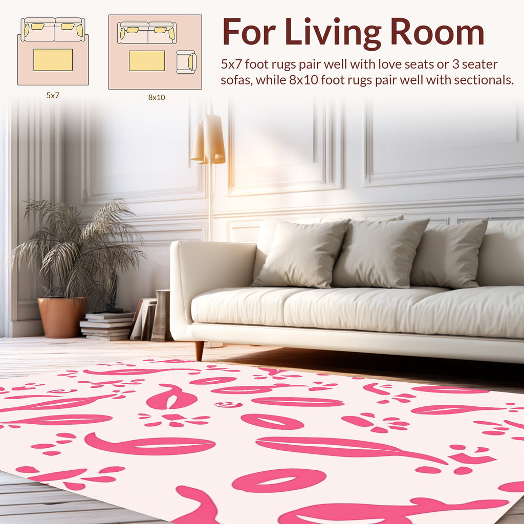 Pink Abstract Organic Shapes Rug