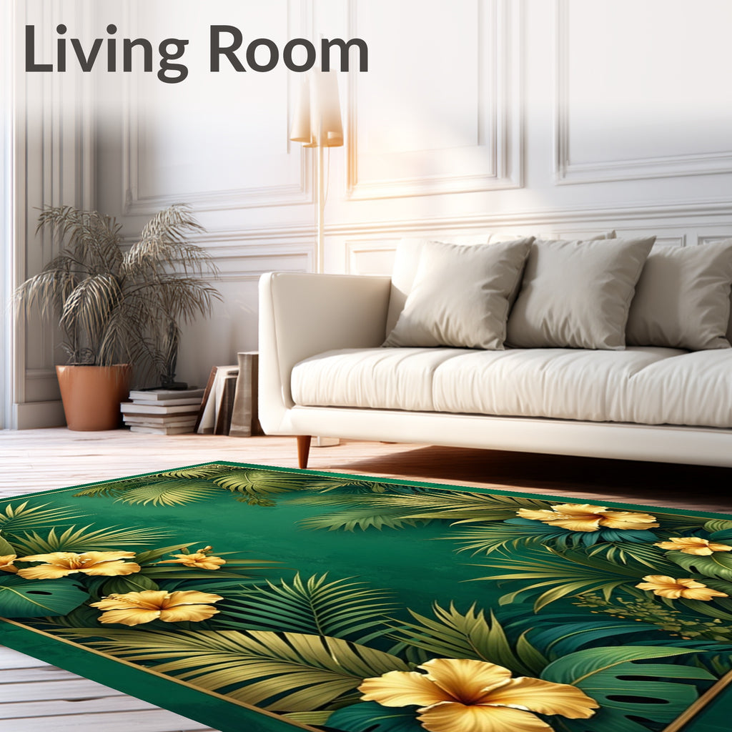 Tropical Floral Lush Leaf Design Rug