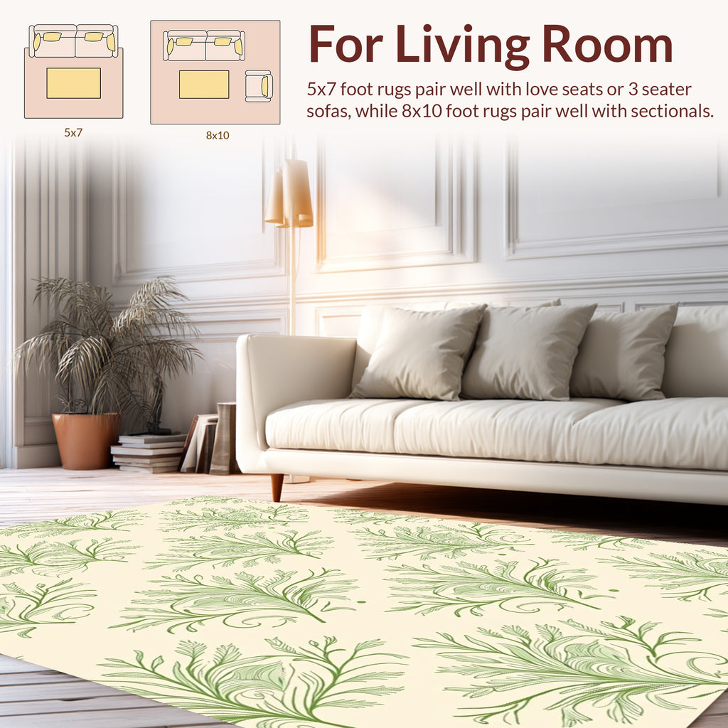 Green Botanical Flourish Pattern Rug