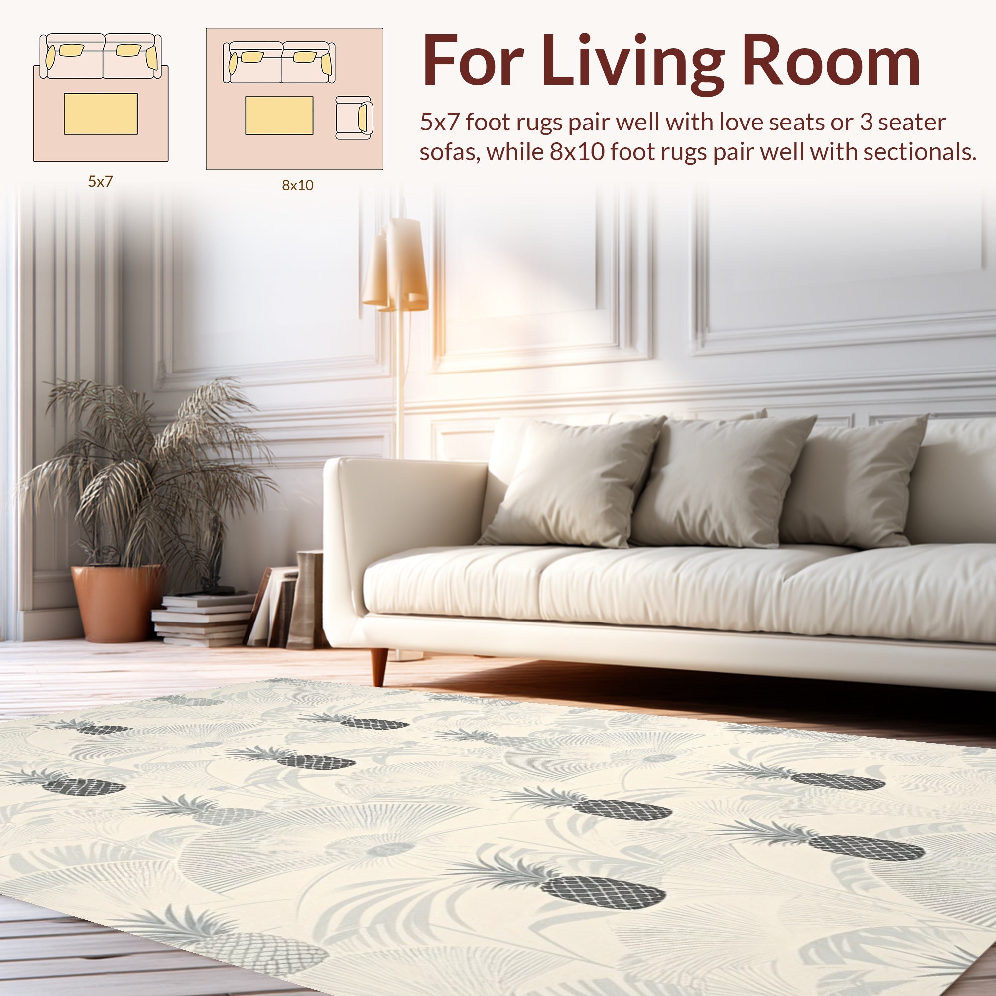 Tropical Pineapple Fan Art Deco Rug