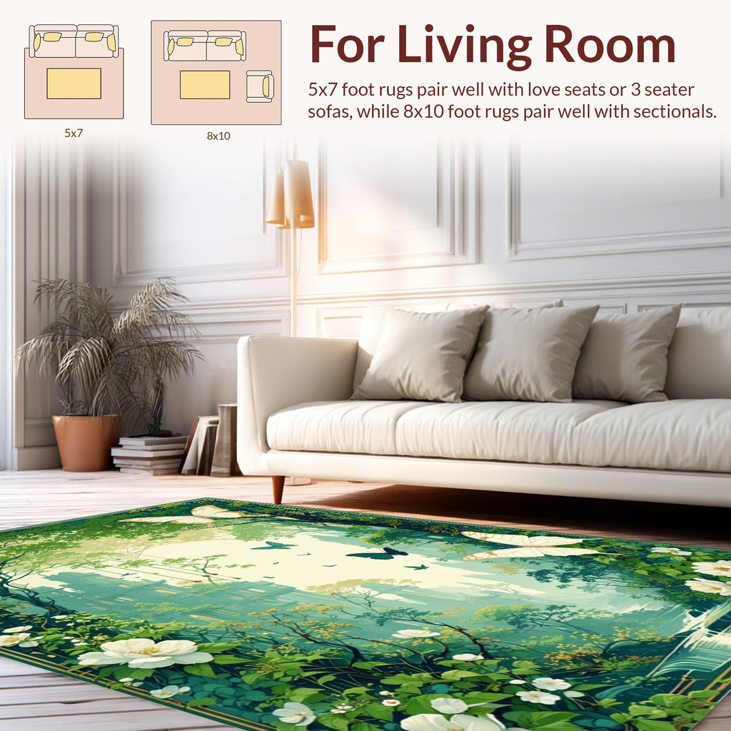 Enchanted Forest Butterflies Castle Pattern Rug