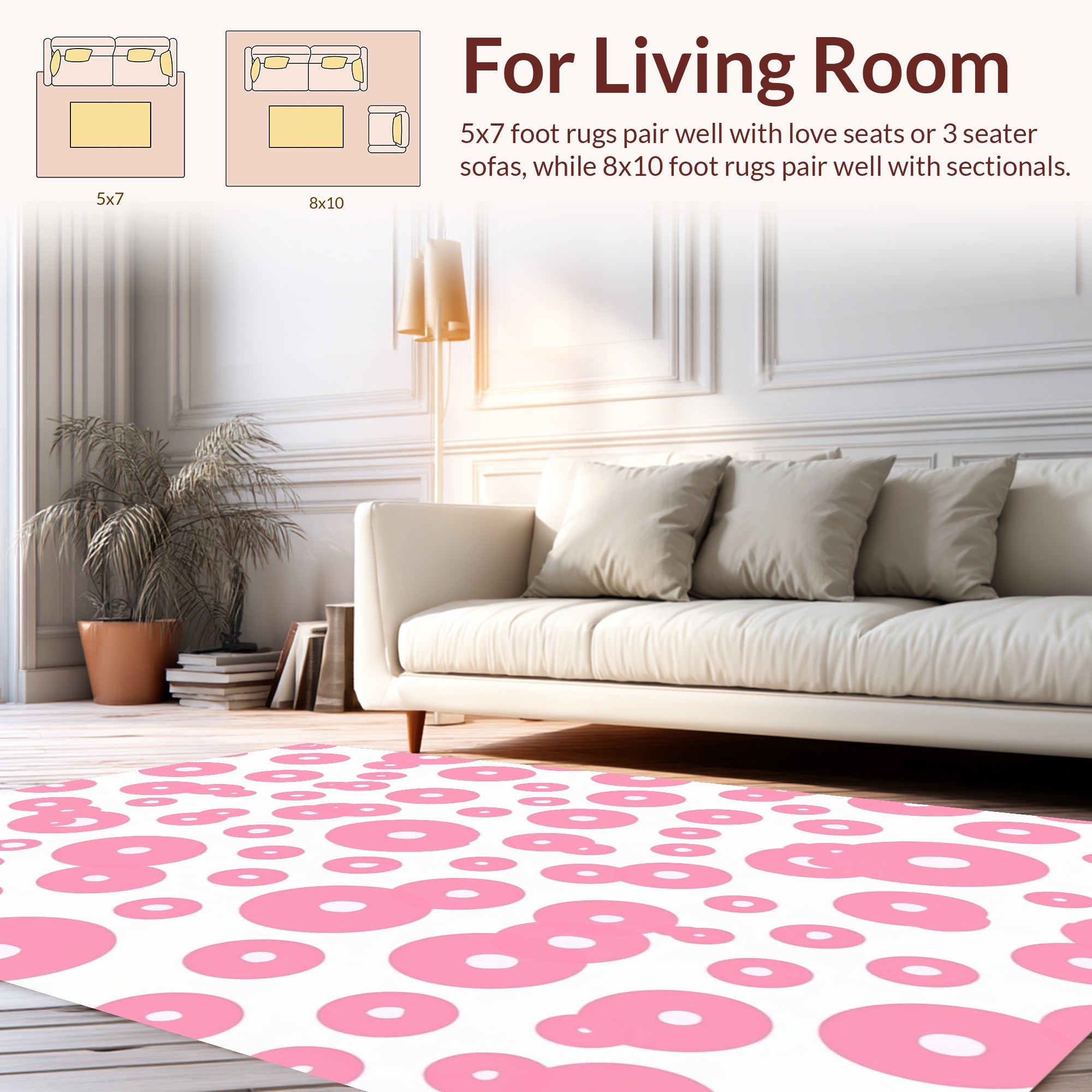 Pink Circles Pattern Design Rug