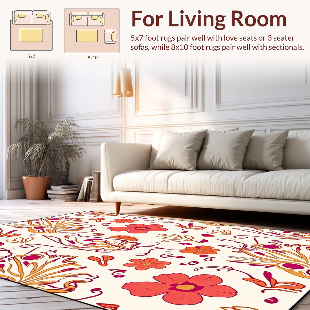 Warm Floral Swirl Pattern Rug