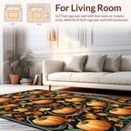 Autumn Harvest Pumpkin Leaf Vine Rug