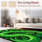 Vibrant Green Serpent Forest Pattern Rug