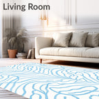Soft Blue Hand Drawn Organic Flow Rug