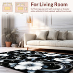 Elegant White Floral Swirls Pattern Rug