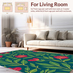 Rich Red Floral Leaf Pattern Rug