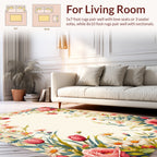 Pink Rose Meadow Garden Pattern Rug