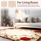 Red Floral Vine Pattern Scroll Rug