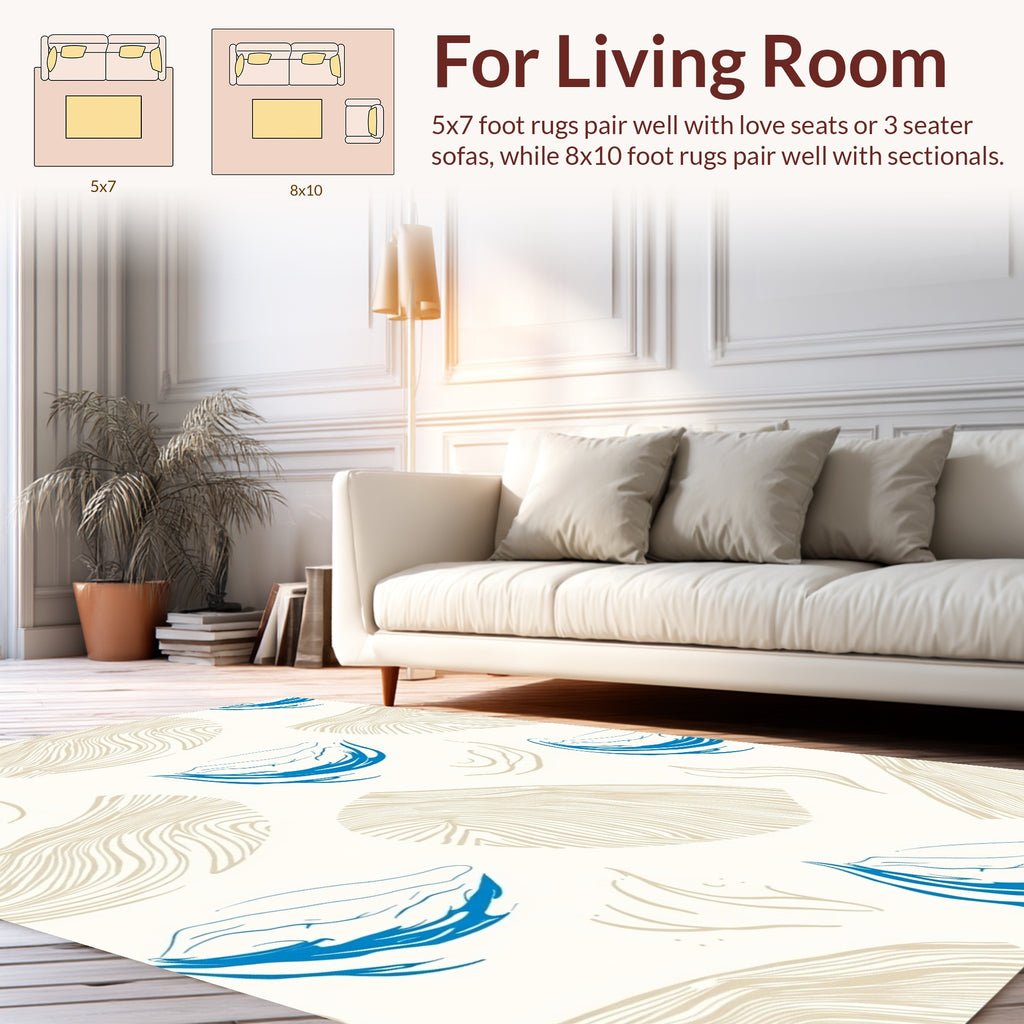 Abstract Wood Grain Blue Swirls Design Rug