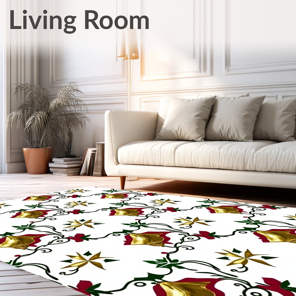 Golden Bells Green Vine Red Accent Rug