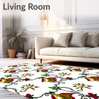 Golden Bells Green Vine Red Accent Rug