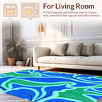 Abstract Blue and Green Swirls Rug