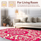 Radiant Fuchsia Cream Mandala Pattern Rug