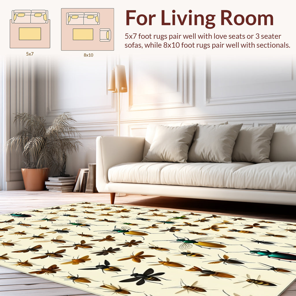 Insect Collage Vintage Botanical Design Rug
