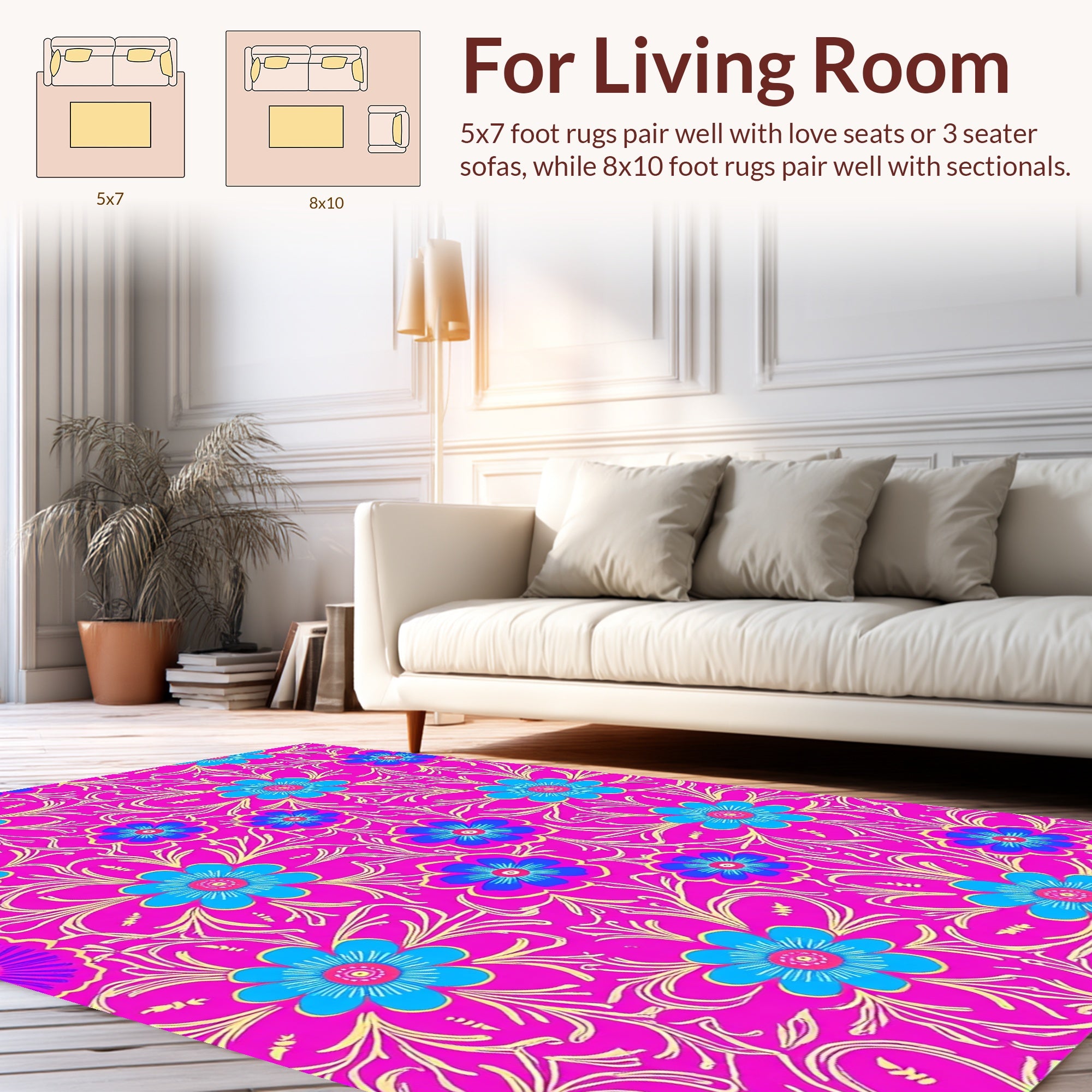 Vibrant Floral Whimsical Pattern Rug