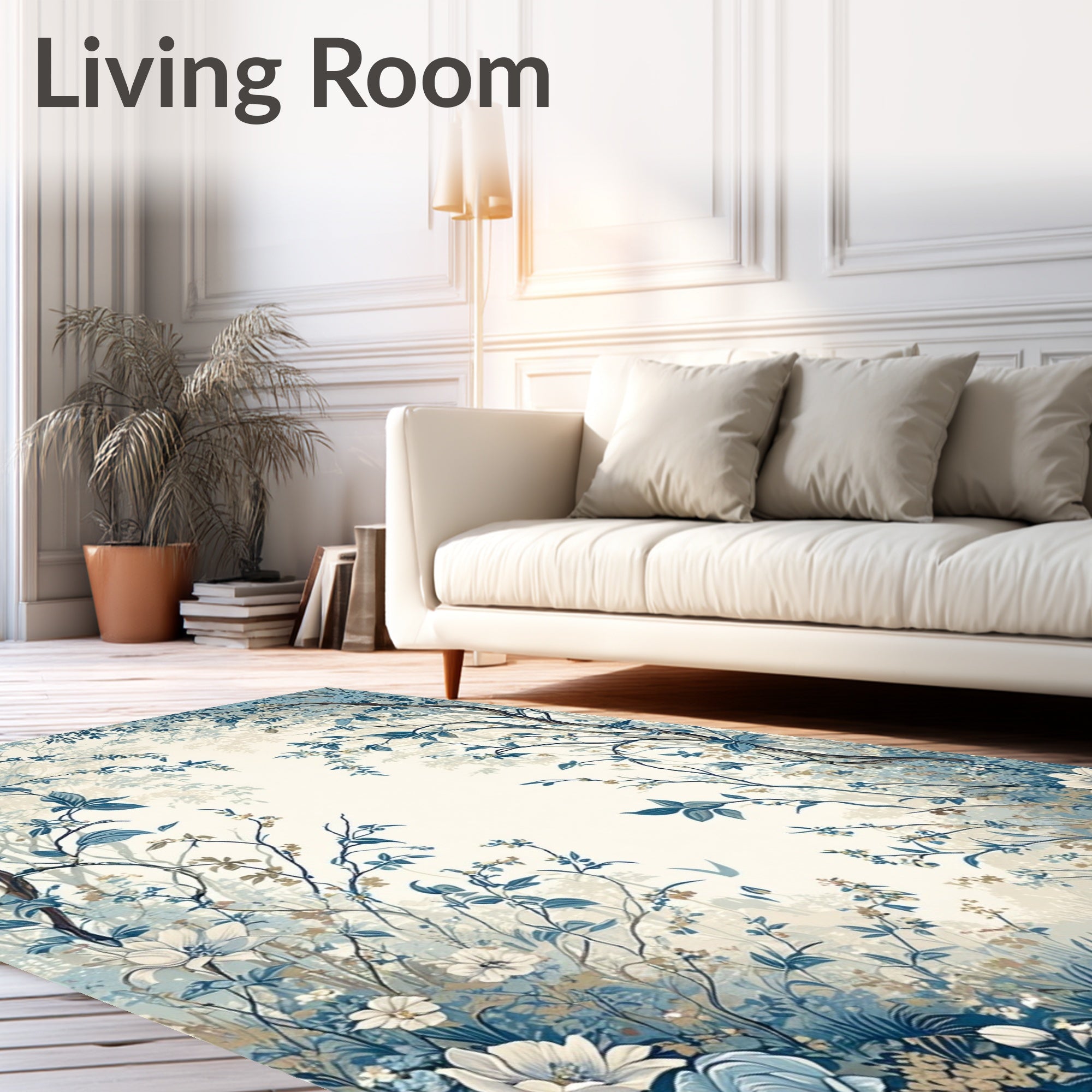 Enchanting Blue Floral Canopy Design Rug