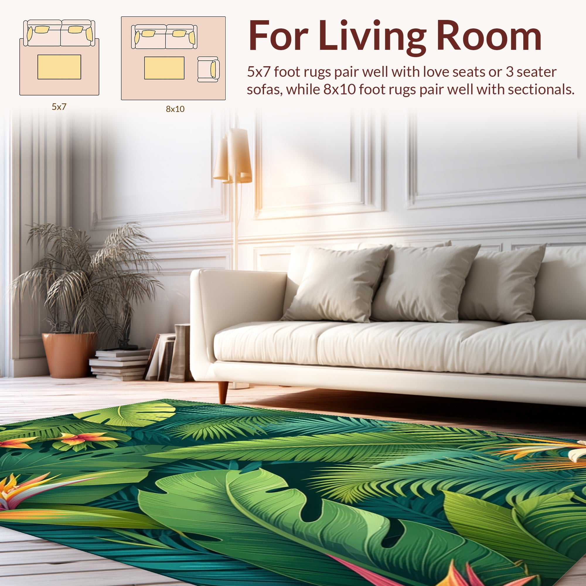 Lush Tropical Rainforest Floral Pattern Rug