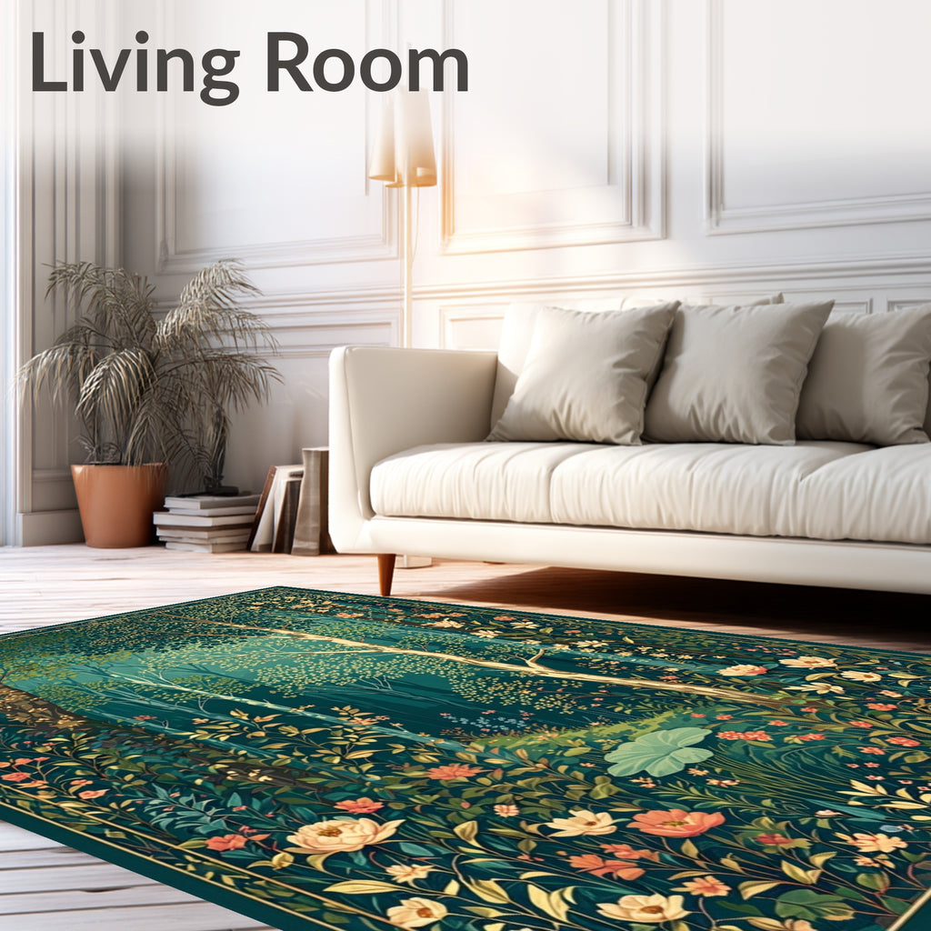 Enchanted Forest Floral Tapestry Rug