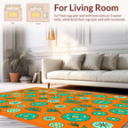 Retro Circular Floral Leaf Pattern Rug