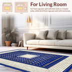 Classic Blue Gold Geometric Tile Rug